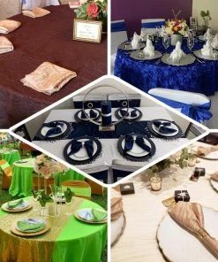 HIER_2210 Linen Napkins 5 Pack | Blush/Rose Gold Accordion Crinkle Taffeta Cloth Dinner Napkins | 20