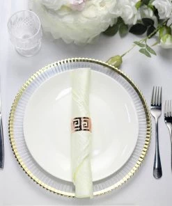 HIER_2210 Linen Napkins 5 Pack | Ivory Accordion Crinkle Taffeta Cloth Dinner Napkins | 20