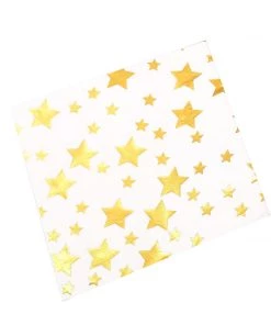 HIER_2210 20 Pack | 3 Ply Metallic Gold Stars Paper Dinner Napkins | Wedding Cocktail Napkins Linen Napkins