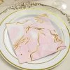 HIER_2210 20 Pack | 3 Ply Metallic Gold Swirl Design White / Pink Paper Dinner Napkins | Wedding Cocktail Napkins