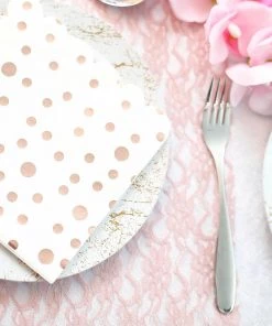 HIER_2210 20 Pack | 3 Ply Metallic Rose Gold Dotted Paper Dinner Napkins | Wedding Cocktail Napkins 23 HIER_2210 20 Pack | 3 Ply Metallic Rose Gold Dotted Paper Dinner Napkins | Wedding Cocktail Napkins