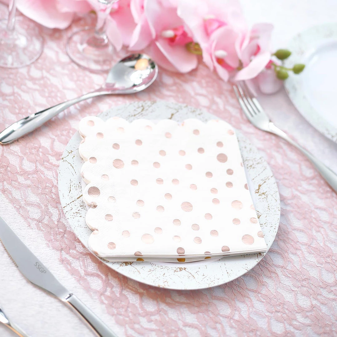 HIER_2210 20 Pack | 3 Ply Metallic Rose Gold Dotted Paper Dinner Napkins | Wedding Cocktail Napkins 9 HIER_2210 20 Pack | 3 Ply Metallic Rose Gold Dotted Paper Dinner Napkins | Wedding Cocktail Napkins
