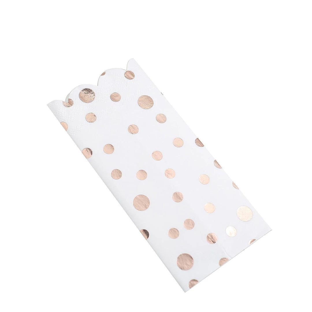 HIER_2210 20 Pack | 3 Ply Metallic Rose Gold Dotted Paper Dinner Napkins | Wedding Cocktail Napkins 15 HIER_2210 20 Pack | 3 Ply Metallic Rose Gold Dotted Paper Dinner Napkins | Wedding Cocktail Napkins