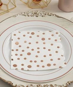 HIER_2210 20 Pack | 3 Ply Metallic Rose Gold Dotted Paper Dinner Napkins | Wedding Cocktail Napkins 27 HIER_2210 20 Pack | 3 Ply Metallic Rose Gold Dotted Paper Dinner Napkins | Wedding Cocktail Napkins