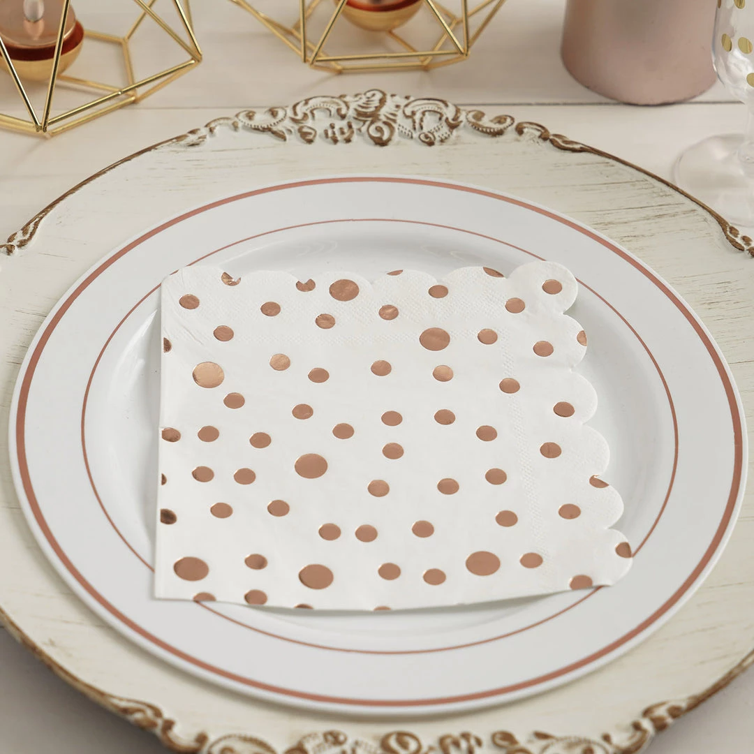 HIER_2210 20 Pack | 3 Ply Metallic Rose Gold Dotted Paper Dinner Napkins | Wedding Cocktail Napkins 12 HIER_2210 20 Pack | 3 Ply Metallic Rose Gold Dotted Paper Dinner Napkins | Wedding Cocktail Napkins