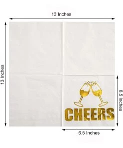 HIER_2210 20 Pack | 3 Ply Metallic Gold Paper Dinner Napkins | Wedding Cocktail Napkins - Champagne Glass Toast With Cheers Linen Napkins 18 HIER_2210 20 Pack | 3 Ply Metallic Gold Paper Dinner Napkins | Wedding Cocktail Napkins - Champagne Glass Toast With Cheers Linen Napkins