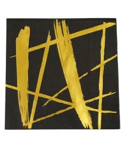 HIER_2210 20 Pack | 3 Ply Metallic Gold Streaks Design Black Paper Dinner Napkins | Wedding Cocktail Napkins 31 HIER_2210 20 Pack | 3 Ply Metallic Gold Streaks Design Black Paper Dinner Napkins | Wedding Cocktail Napkins