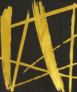 HIER_2210 20 Pack | 3 Ply Metallic Gold Streaks Design Black Paper Dinner Napkins | Wedding Cocktail Napkins 28 HIER_2210 20 Pack | 3 Ply Metallic Gold Streaks Design Black Paper Dinner Napkins | Wedding Cocktail Napkins