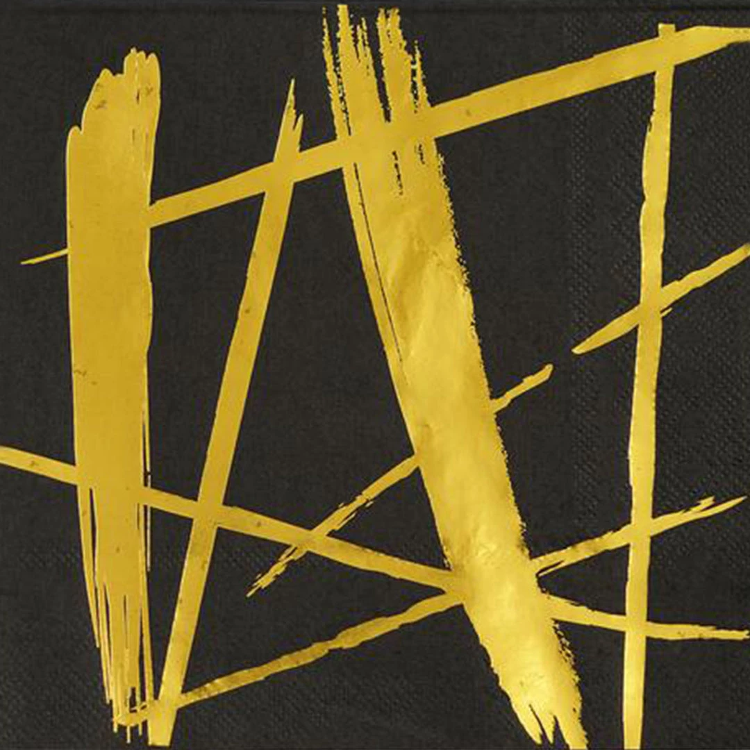 HIER_2210 20 Pack | 3 Ply Metallic Gold Streaks Design Black Paper Dinner Napkins | Wedding Cocktail Napkins 13 HIER_2210 20 Pack | 3 Ply Metallic Gold Streaks Design Black Paper Dinner Napkins | Wedding Cocktail Napkins