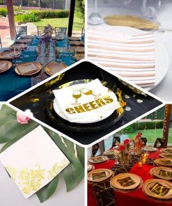 HIER_2210 Linen Napkins 20 Pack | 3 Ply Metallic Gold Intricate Design Paper Dinner Napkins | Wedding Cocktail Napkins 19 HIER_2210 Linen Napkins 20 Pack | 3 Ply Metallic Gold Intricate Design Paper Dinner Napkins | Wedding Cocktail Napkins