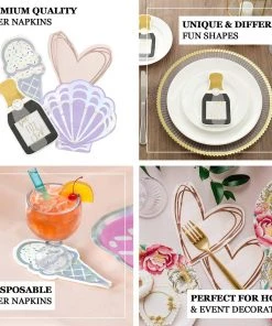 HIER_5470 20 Pack | Cone Beverage Cocktail Napkins, Disposable Paper Napkins - 12