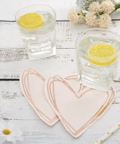 HIER_5470 20 Pack | Heart Beverage Cocktail Napkins, Disposable Paper Napkins - 11"x9"