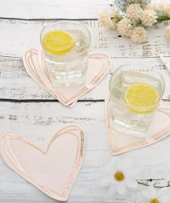 HIER_5470 20 Pack | Heart Beverage Cocktail Napkins, Disposable Paper Napkins - 11"x9"