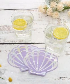 HIER_5470 20 Pack | Shell Beverage Cocktail Napkins, Disposable Paper Napkins - 9"x9"