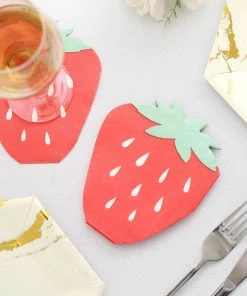 HIER_5470 20 PCS | Strawberry Beverage Cocktail Napkins, Disposable Paper Napkins - 11