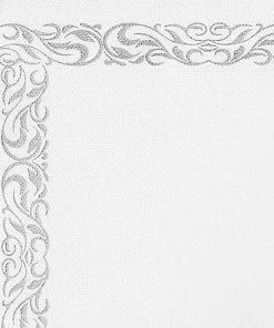 HIER_5470 20 Pack | 10"x10" White Airlaid Paper Cocktail Napkins Soft Linen Like Napkin With Silver Scroll Floral Design 22 HIER_5470 20 Pack | 10