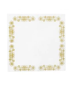 HIER_5470 Linen Napkins 20 Pack | 10"x10" White Airlaid Paper Cocktail Napkins Soft Linen Like Napkin With Gold Floral Design 23 HIER_5470 Linen Napkins 20 Pack | 10