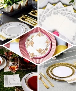 HIER_5470 20 Pack | 10"x10" White Airlaid Paper Cocktail Napkins Soft Linen Like Napkin With Silver Scroll Floral Design 16 HIER_5470 20 Pack | 10