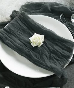 HIER_2210 5 Pack | Charcoal Gray Gauze Cheesecloth Cotton Dinner Napkins | 24"x19" Linen Napkins