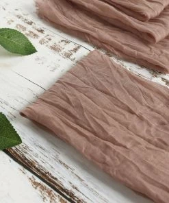 HIER_2210 Linen Napkins 5 Pack | Dusty Rose Gauze Cheesecloth Cotton Dinner Napkins | 24