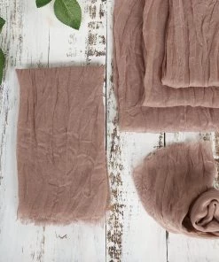 HIER_2210 Linen Napkins 5 Pack | Dusty Rose Gauze Cheesecloth Cotton Dinner Napkins | 24