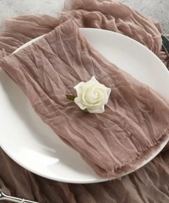 HIER_2210 Linen Napkins 5 Pack | Dusty Rose Gauze Cheesecloth Cotton Dinner Napkins | 24"x19"