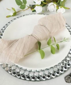 HIER_2210 5 Pack | Cream Gauze Cheesecloth Cotton Dinner Napkins | 24"x19"