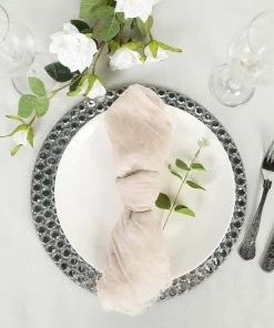 HIER_2210 5 Pack | Cream Gauze Cheesecloth Cotton Dinner Napkins | 24