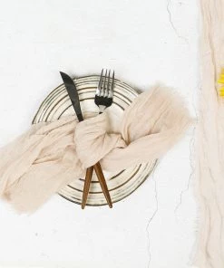 HIER_2210 5 Pack | Cream Gauze Cheesecloth Cotton Dinner Napkins | 24