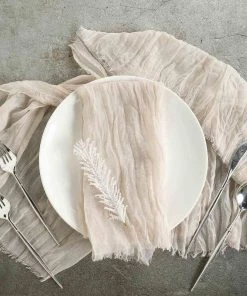 HIER_2210 5 Pack | Cream Gauze Cheesecloth Cotton Dinner Napkins | 24