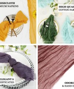 HIER_2210 5 Pack | Cream Gauze Cheesecloth Cotton Dinner Napkins | 24