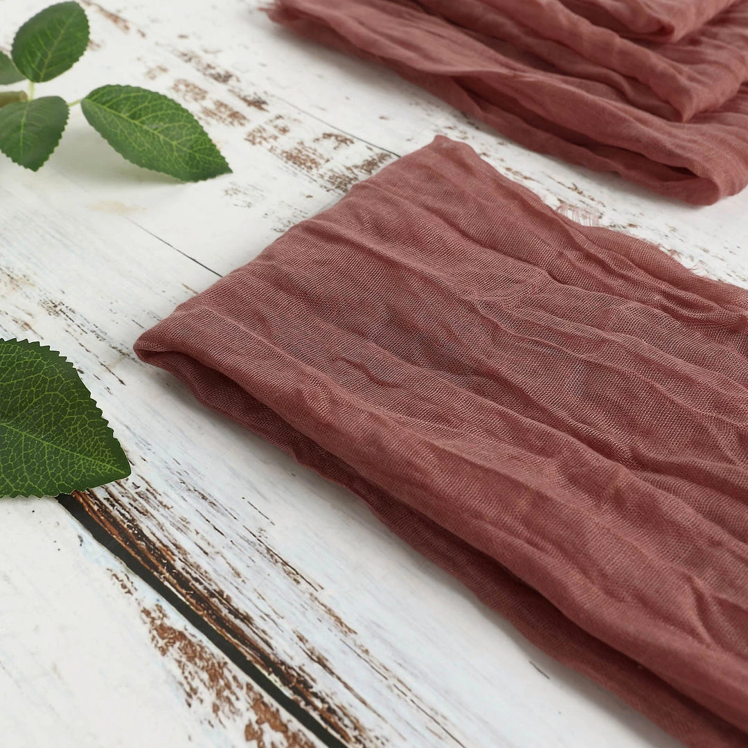 HIER_2210 Linen Napkins 5 Pack | Mauve/Cinnamon Rose Gauze Cheesecloth Cotton Dinner Napkins | 24"x19" 7 HIER_2210 Linen Napkins 5 Pack | Mauve/Cinnamon Rose Gauze Cheesecloth Cotton Dinner Napkins | 24"x19"