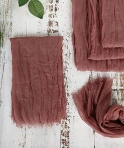 HIER_2210 Linen Napkins 5 Pack | Mauve/Cinnamon Rose Gauze Cheesecloth Cotton Dinner Napkins | 24"x19" 20 HIER_2210 Linen Napkins 5 Pack | Mauve/Cinnamon Rose Gauze Cheesecloth Cotton Dinner Napkins | 24