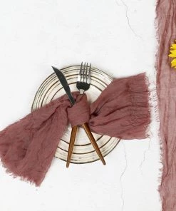 HIER_2210 Linen Napkins 5 Pack | Mauve/Cinnamon Rose Gauze Cheesecloth Cotton Dinner Napkins | 24"x19" 21 HIER_2210 Linen Napkins 5 Pack | Mauve/Cinnamon Rose Gauze Cheesecloth Cotton Dinner Napkins | 24