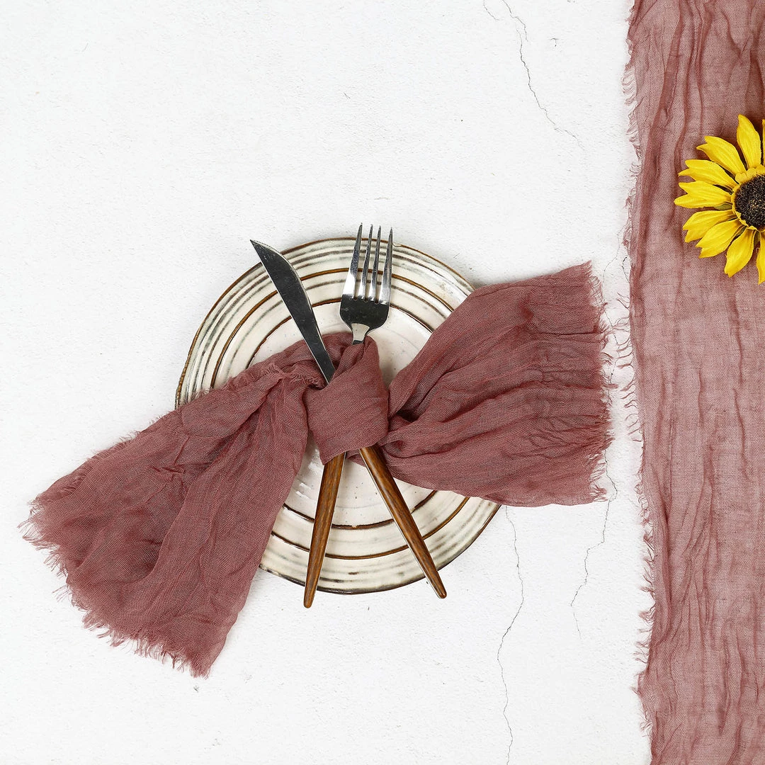 HIER_2210 Linen Napkins 5 Pack | Mauve/Cinnamon Rose Gauze Cheesecloth Cotton Dinner Napkins | 24"x19" 10 HIER_2210 Linen Napkins 5 Pack | Mauve/Cinnamon Rose Gauze Cheesecloth Cotton Dinner Napkins | 24"x19"