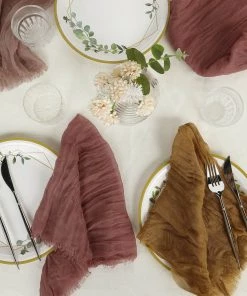 HIER_2210 Linen Napkins 5 Pack | Mauve/Cinnamon Rose Gauze Cheesecloth Cotton Dinner Napkins | 24"x19" 22 HIER_2210 Linen Napkins 5 Pack | Mauve/Cinnamon Rose Gauze Cheesecloth Cotton Dinner Napkins | 24