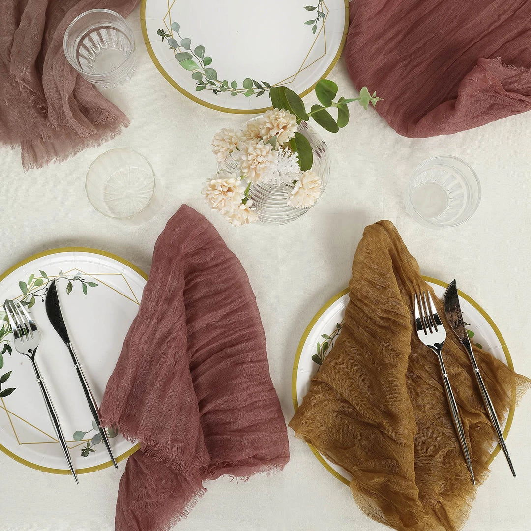 HIER_2210 Linen Napkins 5 Pack | Mauve/Cinnamon Rose Gauze Cheesecloth Cotton Dinner Napkins | 24"x19" 11 HIER_2210 Linen Napkins 5 Pack | Mauve/Cinnamon Rose Gauze Cheesecloth Cotton Dinner Napkins | 24"x19"