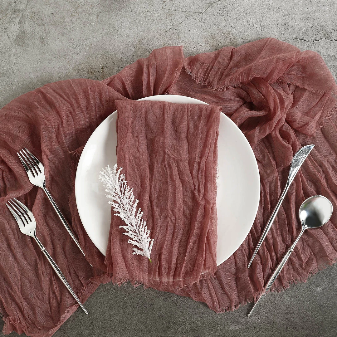 HIER_2210 Linen Napkins 5 Pack | Mauve/Cinnamon Rose Gauze Cheesecloth Cotton Dinner Napkins | 24"x19" 6 HIER_2210 Linen Napkins 5 Pack | Mauve/Cinnamon Rose Gauze Cheesecloth Cotton Dinner Napkins | 24"x19"