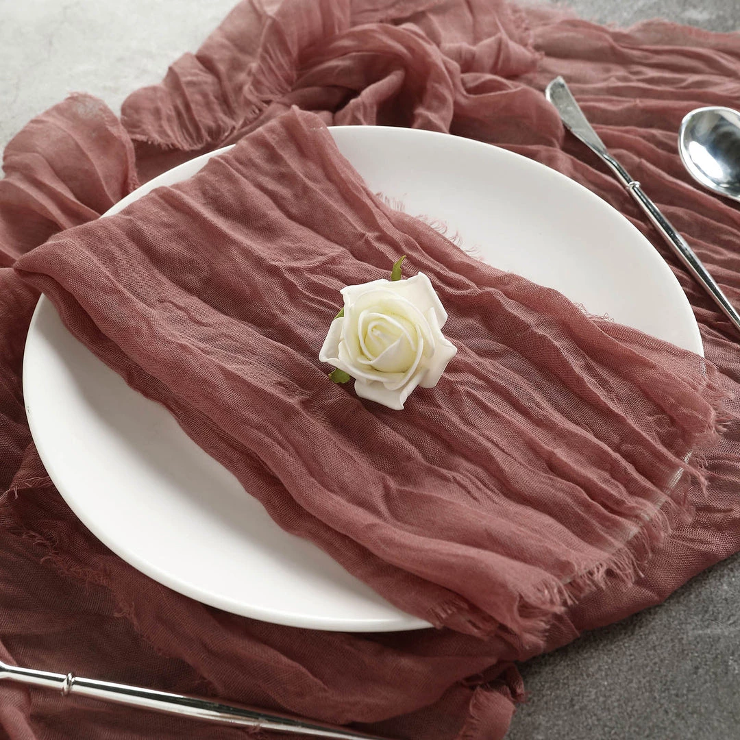 HIER_2210 Linen Napkins 5 Pack | Mauve/Cinnamon Rose Gauze Cheesecloth Cotton Dinner Napkins | 24"x19" 2 HIER_2210 Linen Napkins 5 Pack | Mauve/Cinnamon Rose Gauze Cheesecloth Cotton Dinner Napkins | 24"x19"