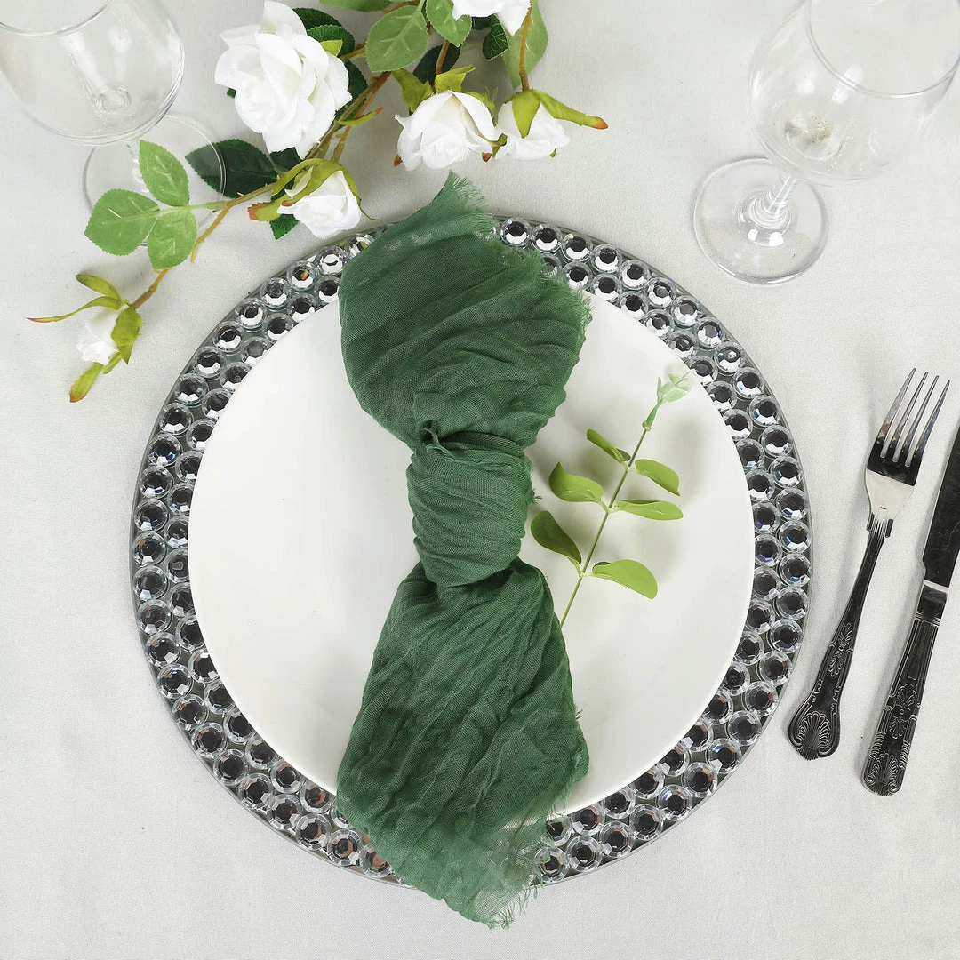 HIER_2210 5 Pack | Olive Green Gauze Cheesecloth Cotton Dinner Napkins | 24"x19" 7 HIER_2210 5 Pack | Olive Green Gauze Cheesecloth Cotton Dinner Napkins | 24"x19"