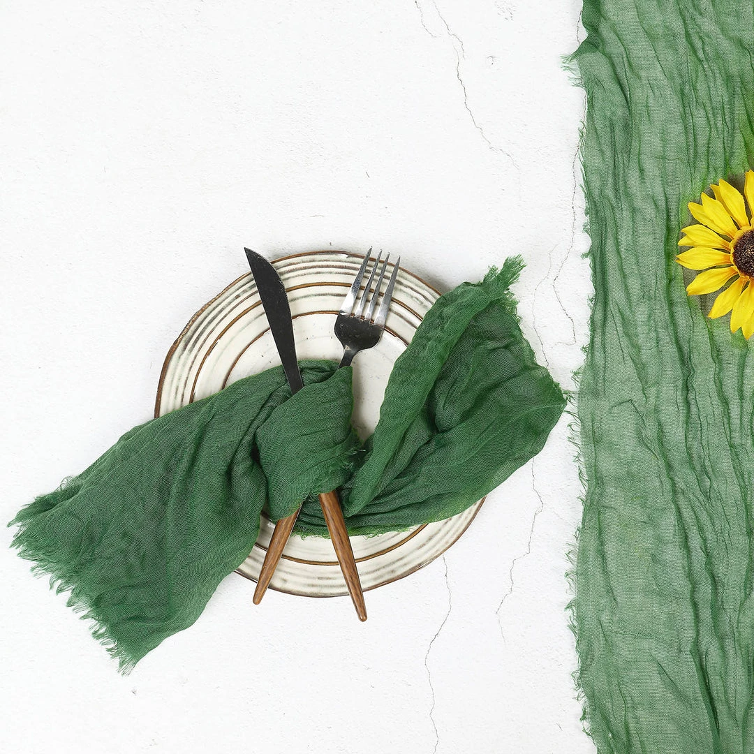 HIER_2210 5 Pack | Olive Green Gauze Cheesecloth Cotton Dinner Napkins | 24"x19" 11 HIER_2210 5 Pack | Olive Green Gauze Cheesecloth Cotton Dinner Napkins | 24"x19"