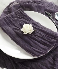 HIER_2210 5 Pack | Purple Gauze Cheesecloth Cotton Dinner Napkins | 24"x19" Linen Napkins