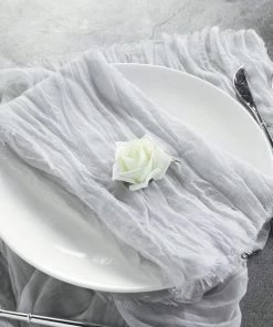 HIER_2210 5 Pack | Silver Gauze Cheesecloth Cotton Dinner Napkins | 24