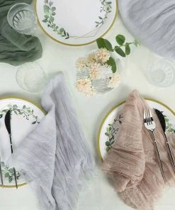 HIER_2210 5 Pack | Silver Gauze Cheesecloth Cotton Dinner Napkins | 24