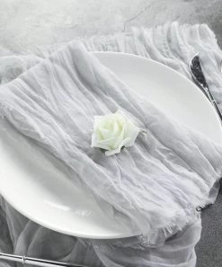 HIER_2210 5 Pack | Silver Gauze Cheesecloth Cotton Dinner Napkins | 24"x19"
