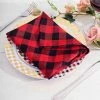 HIER_2210 5 Pack | Black/Red Buffalo Plaid Cloth Dinner Napkins, Gingham Style | 15"x15" Linen Napkins