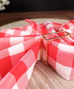 HIER_2210 5 Pack | Red/White Buffalo Plaid Cloth Dinner Napkins, Gingham Style | 15