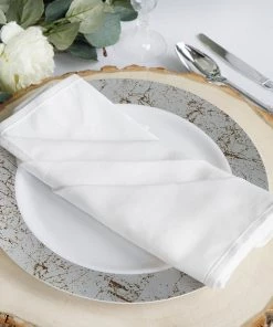 HIER_2210 5 Pack | White Commercial Grade 100% Cotton Cloth Dinner Napkins | 20"x20''