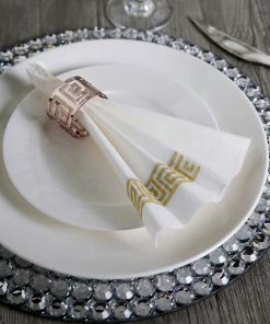 HIER_5470 20 Pack | Gold Foil White Airlaid Soft Linen-Feel Paper Dinner Napkins, Disposable Hand Towels - Greek Key 22 HIER_5470 20 Pack | Gold Foil White Airlaid Soft Linen-Feel Paper Dinner Napkins, Disposable Hand Towels - Greek Key