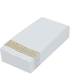 HIER_5470 20 Pack | Gold Foil White Airlaid Soft Linen-Feel Paper Dinner Napkins, Disposable Hand Towels - Greek Key 29 HIER_5470 20 Pack | Gold Foil White Airlaid Soft Linen-Feel Paper Dinner Napkins, Disposable Hand Towels - Greek Key
